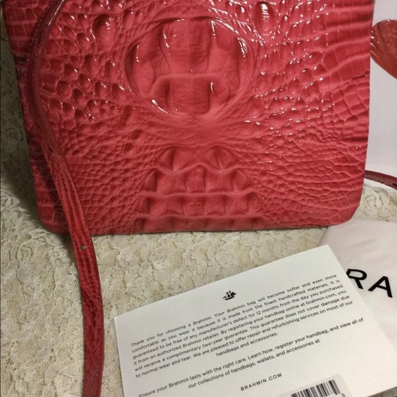NWOT Brahmin Perri Crossbody HOT PINK Ribbon Melbourne Leather - Picture 3 of 8